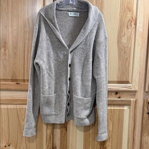 Line of Trade Men’s Cozy Ribbed Shetland Wool Beige Timeless Cardigan Sz XL